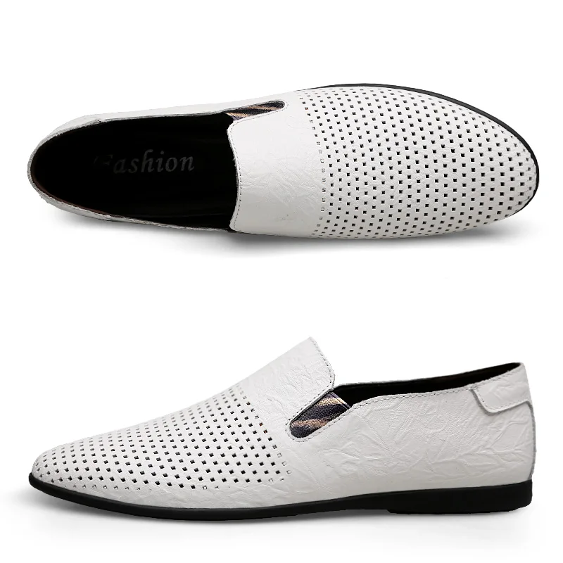 Мужские туфли из коровьей кожи Модные дышащие Лоферы для вечеринок черные