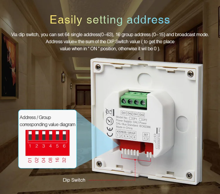 DL5 DP1 DP2 DP3 DALI RGB+CCT brightness color temperature dimming panel DALI Bus Power Supply 5 IN 1 LED Strip Controller