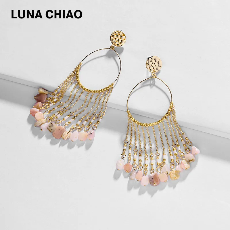 Серьги подвески LUNA CHIAO модные украшения из натурального камня для
