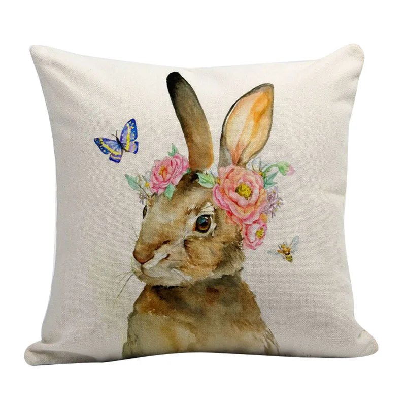 Новинка Лидер продаж льняная наволочка с пасхальным рисунком кролика для дивана