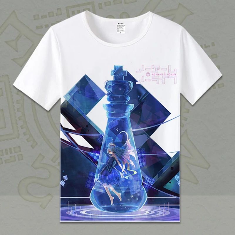 New Casual T Shirt Men Anime NO GAME LIFE Shiro Jibril Sora O-Neck Printed Mens T-shirts Short Sleeve Tops Tee Shirts | Мужская одежда