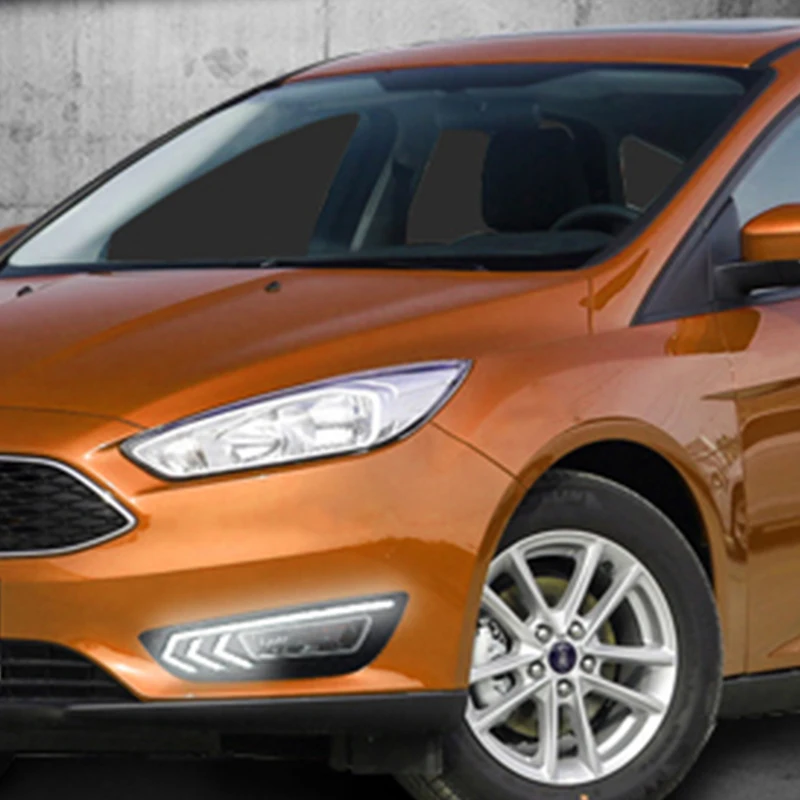 Hlxg DRL для Ford Foucs 2015 2016 светодиодный Габаритные огни противотуманной фары с желтым