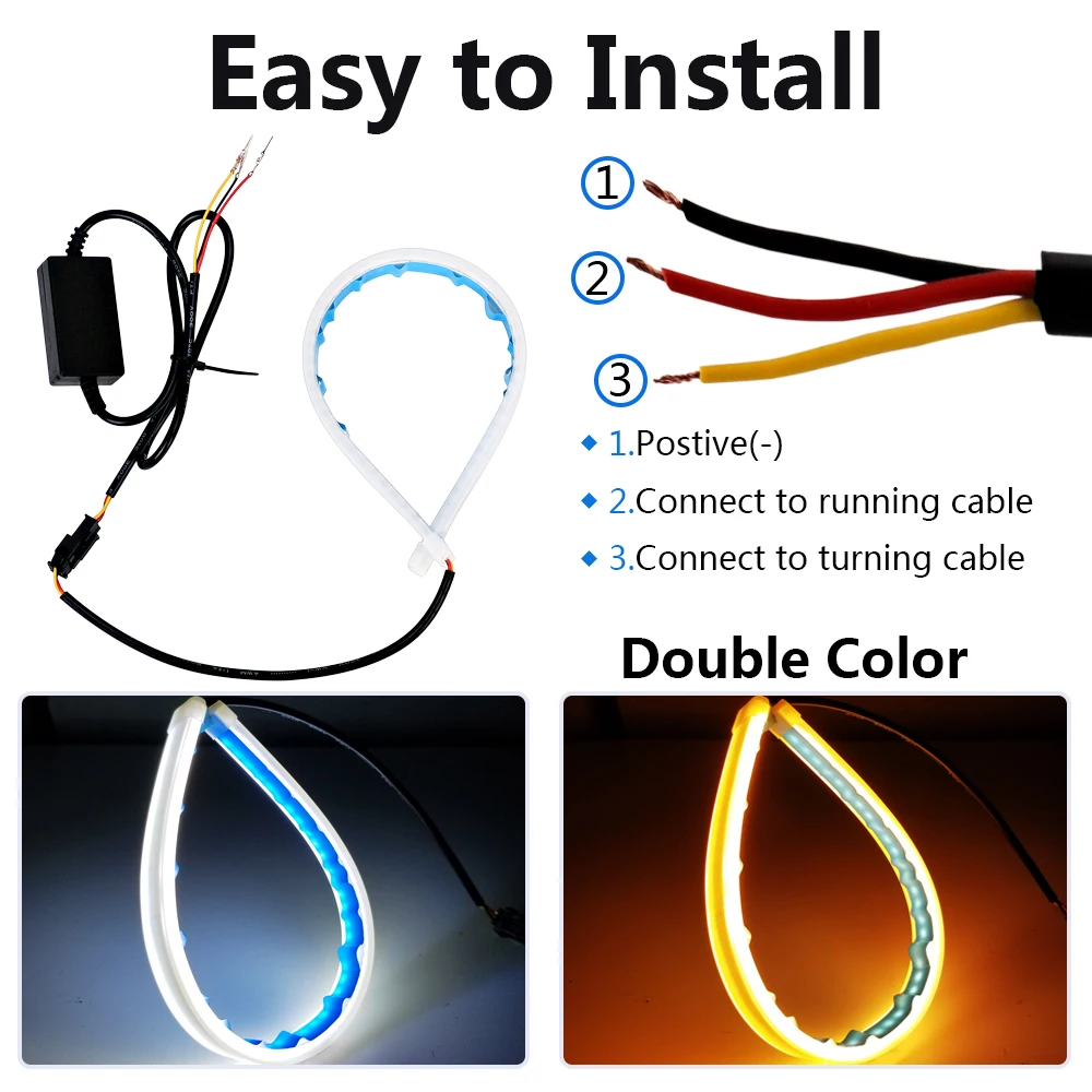 2 шт. тонкий гибкий светодиодный DRL полоска автомобильный головной светильник