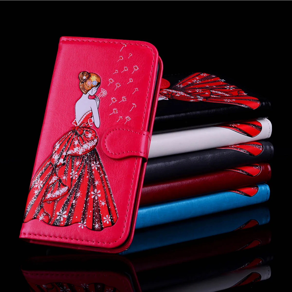 Блеск платье Телефонные Чехлы для Apple iPhone 7 a1660 a1778 a1660/iphone 8 a1863 a1905 a1906 чехол Flip Wallet