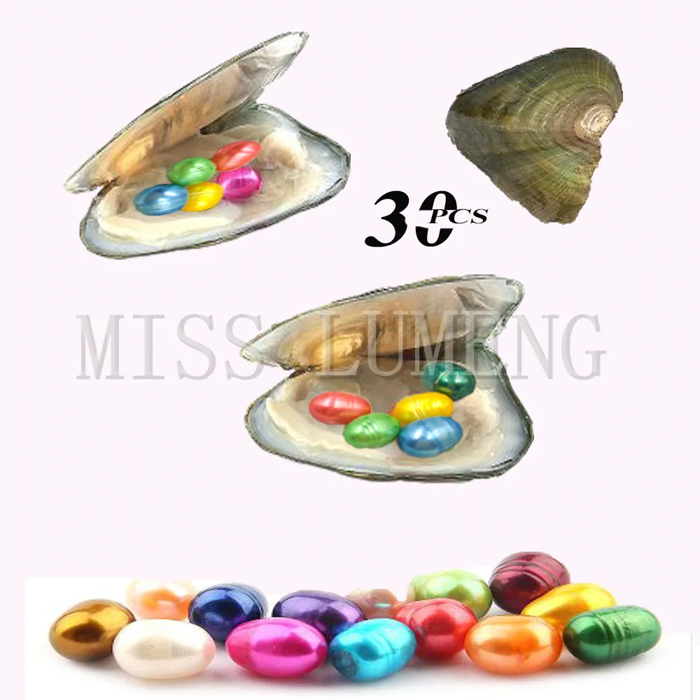 MISS LUMENG 8 10 мм 30 шт. Смешанные 12 цветов 5 жемчужин разные цвета в oysters big rice класс AAA