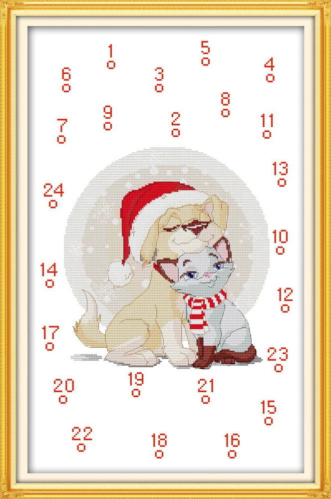 Новогодний календарь мультяшная живопись рассчитанная на холсте DMC 11CT 14CT наборы