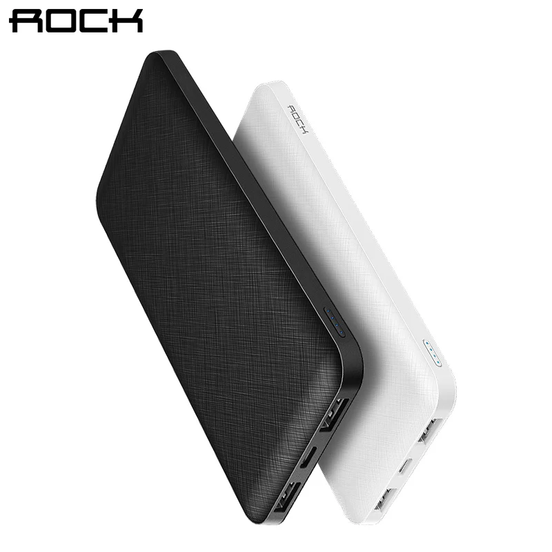 ROCK Slim 10000 мАч power Bank портативный ультратонкий полимерный аккумулятор со светодио