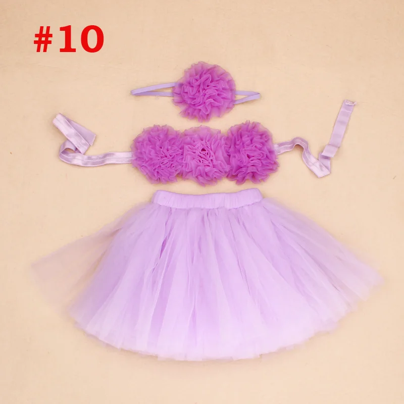 color 10 Комплект с юбкой-пачкой для малышей; комплект из 3 предметов; юбка-пачка; повязка на голову и топ; реквизит для фотосессии новорожденных; комплект с юбкой-пачкой для дня рождения; TS068 - Цвет: color 10