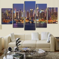 canvas modern unframed hd home decor poster wall art painting 5 panel city building landscape for living room pictures print