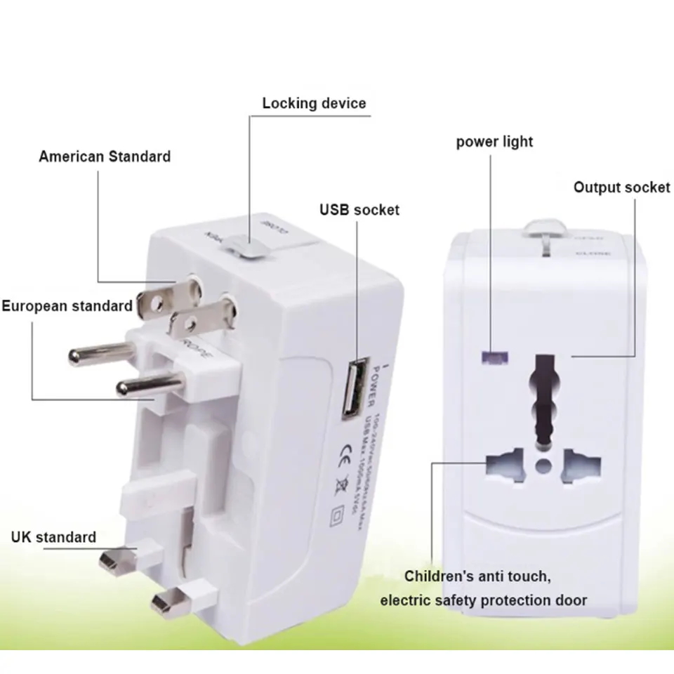 Универсальный адаптер питания розетка для путешествий 1 USB EU US UK AU|outlet socket|us socketpower