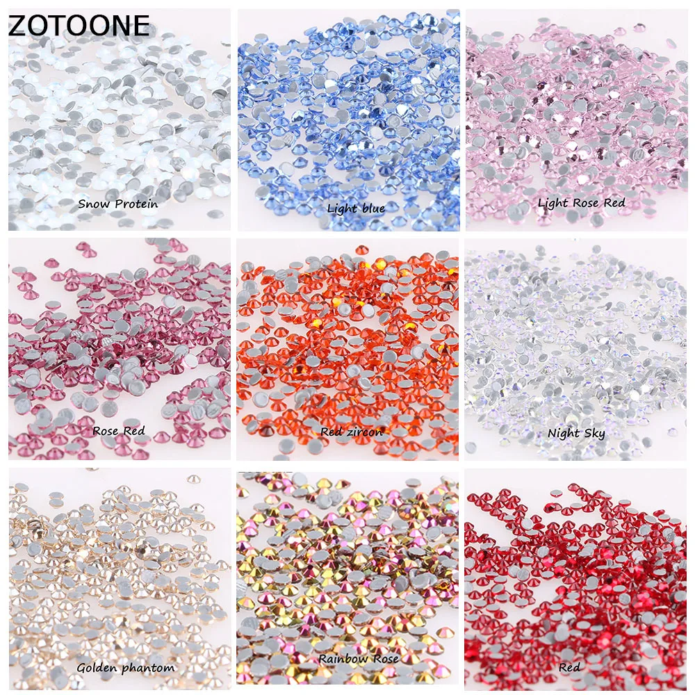 

ZOTOONE 1440pcs Glass Strass Hotfix Rhinestones for Clothes SS6 SS8 SS10 SS16 SS20 Sticker Crystals for Nails Sew on Garment Bag