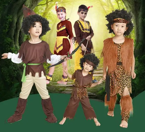 Лидер продаж 2017 этнический первобытный дикарский костюм охотника с леопардовым