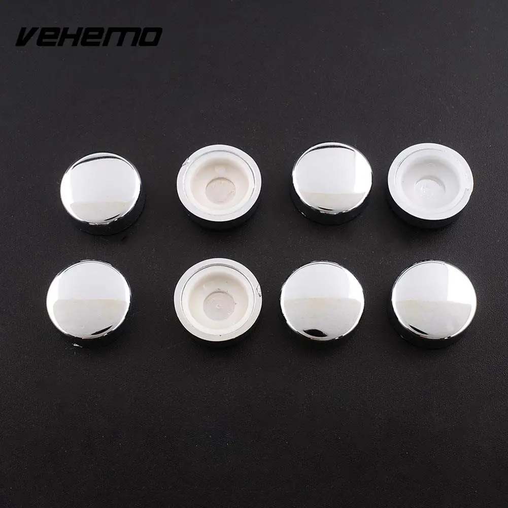 8pcs White Chrome Caps License Plate Tag Frame Screw Nut Covers Adapter Rings License Plate Frame Bolt Nut Bolt Head Cover Cap