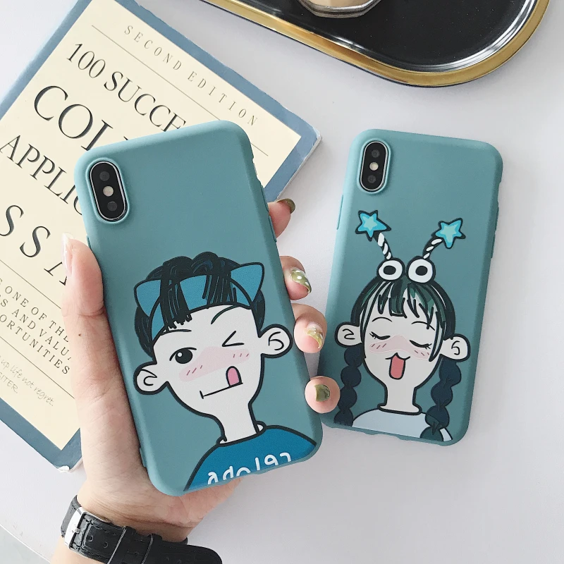 matte Painted young boy and girl soft tpu phone case for apple iphone 8 7 6 6S Plus X XS MAX XR 5S SE 5 back cover fundas shell |