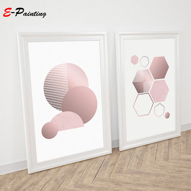 Nordic Pink Line Geometry Abstract Art Poster Canvas Painting Modern Minimalist Wall Picture For Living Room Home Decor