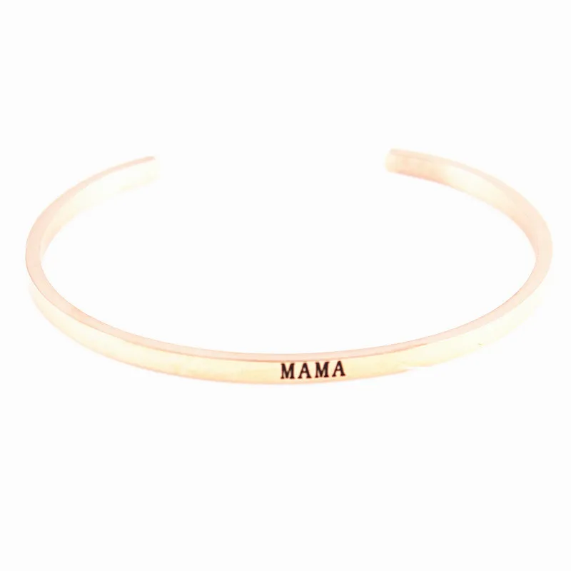 Newest Quotes Mantra Bracelets Stainless Steel Open Cuff C Shaped Bangle Women Female Bar Party Jewelry Gift Fashion Bracelet | Украшения и