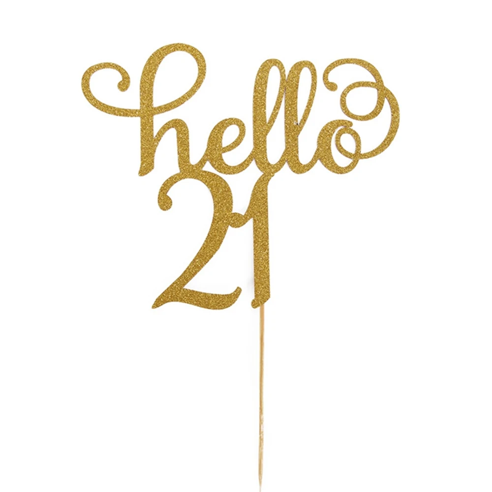 2 шт. золотые блестящие буквы номер Hello 21 30 40 50 60 торт топпера для Юбилей вечерние