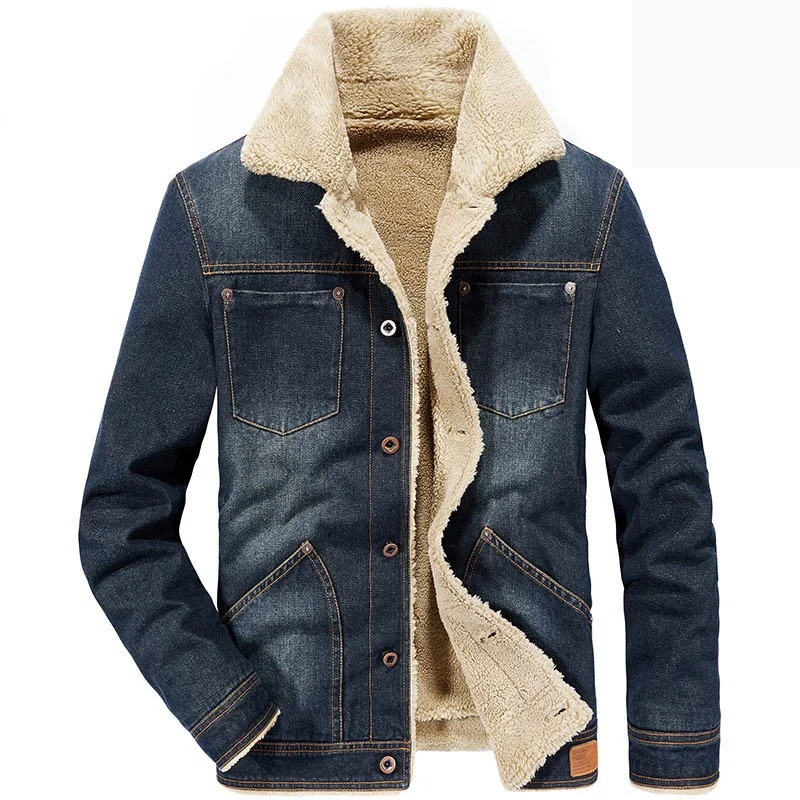 Зимние джинсовые куртки мужские в стиле милитари повседневные зимние пальто