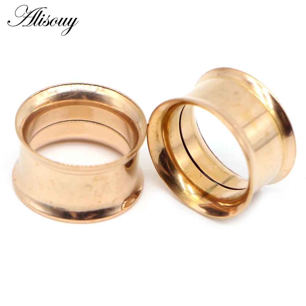 EM0079e Rose Gold Alisouy 2 шт. 2-30 мм Ушные Тоннели пробки 316L из нержавеющей стали сережки, украшение для пирсинга измерительные приборы украшения для «тоннелей» Expandar вилки и туннели - Окраска металла: EM0079e Rose Gold