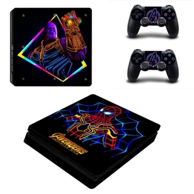 YSP4S2229 Наклейки для Playstation 4 PS4 SLIM консоли контроллеры виниловые наклейки Кожа Play станция 4 тонкий Чехол протектор Мстители - Цвет: YSP4S2229