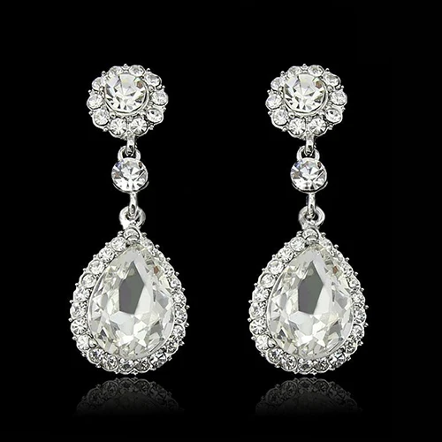 

Bluelans Women Fashion Rhinestone Teardrop Earrings Wedding Bridal Jewelry
