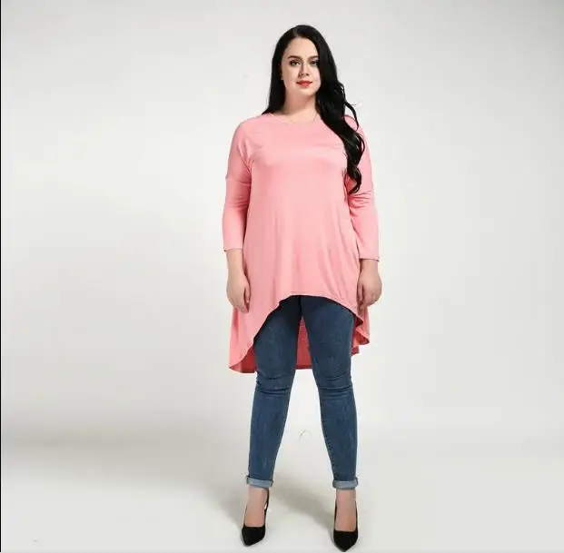 Женская Асимметричная футболка 6XL большого размера 5XL черные женские топы летние