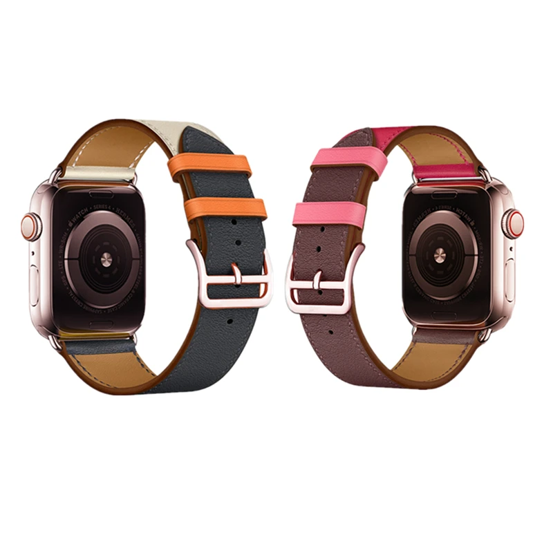 Ремешок с пряжкой из розового золота для Apple Watch, ремешок 38 мм, 42 мм, 44 мм, 42 мм, Свифт, кожаный браслет с одной петлей для iWatch, серия 5, 4, 3