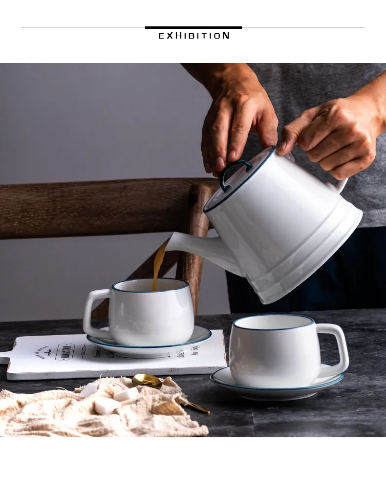 Набор для послеобеденного чая керамический чайник и кофейная чашка простой