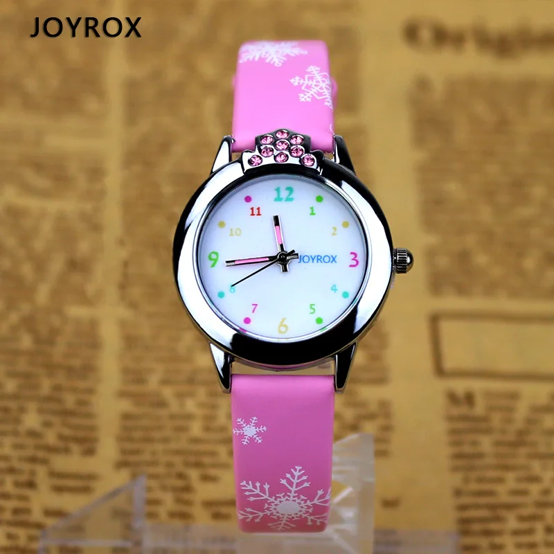 JOYROX 6 цветов детские наручные часы новые Мультяшные кварцевые детские часы для девочек высокое качество кожаный ремешок часы для мальчиков