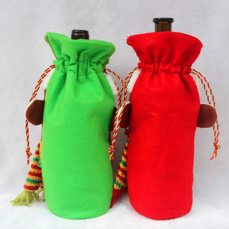 3D Monkey Shape Christmas Wine Bottle Cover Gift Bag Set Champagne Red Wrap Party Supplies | Дом и сад