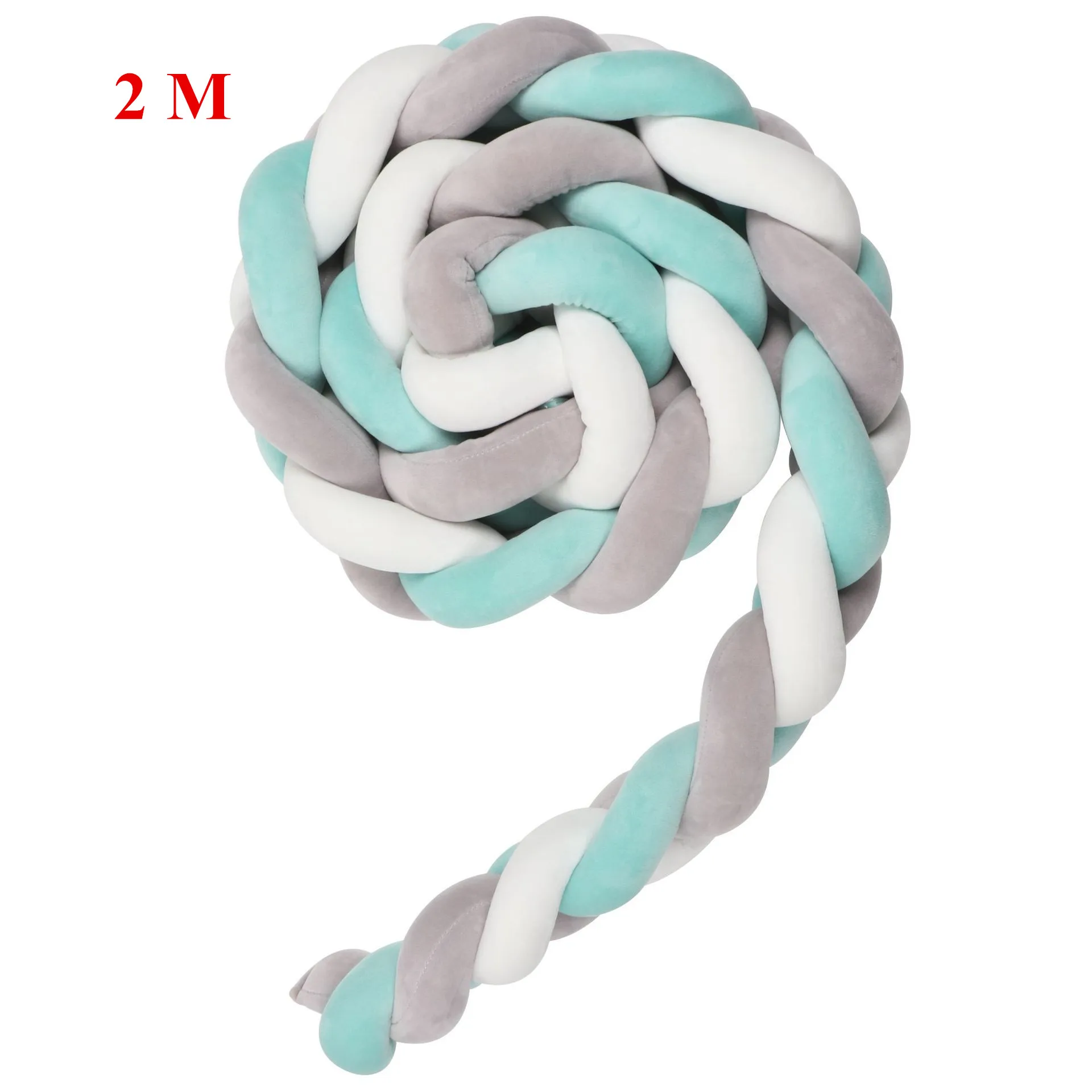White Gray Mint 2M 1 м 2 м кровать для новорожденных бамперы в детская кроватка бампер детская кровать Тур де ЛИТ Bebe Tresse детский бампер коса кроватка плюшевый узел бампер - Цвет: White Gray Mint 2M