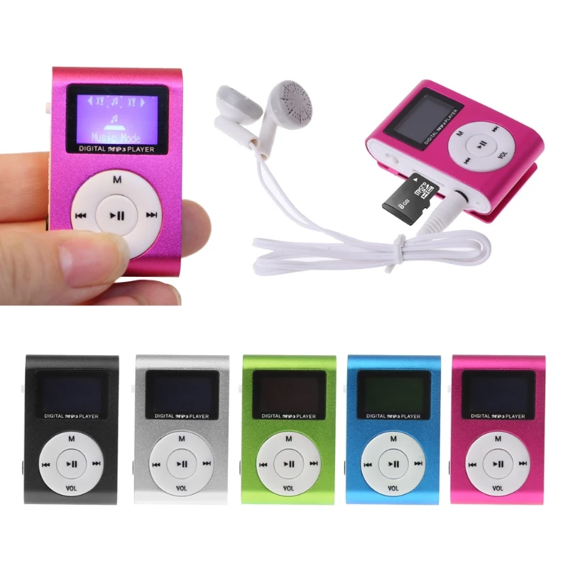 Мини USB металлический зажим MP3-плеер ЖК-экран Поддержка 32 ГБ Micro SD TF слот для карт