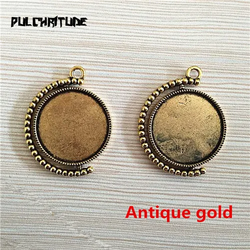 Antique Gold PULCHRITUDE, 4 шт., 25 мм, внутренний размер, 9 цветов, классический стиль, двухсторонний вращающийся кабошон, основа, Набор подвесок, амулеты T6440 - Цвет: Antique Gold