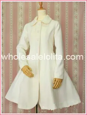 

Hot Sale Milk White Wool Hooded Sweet Lolita Coat