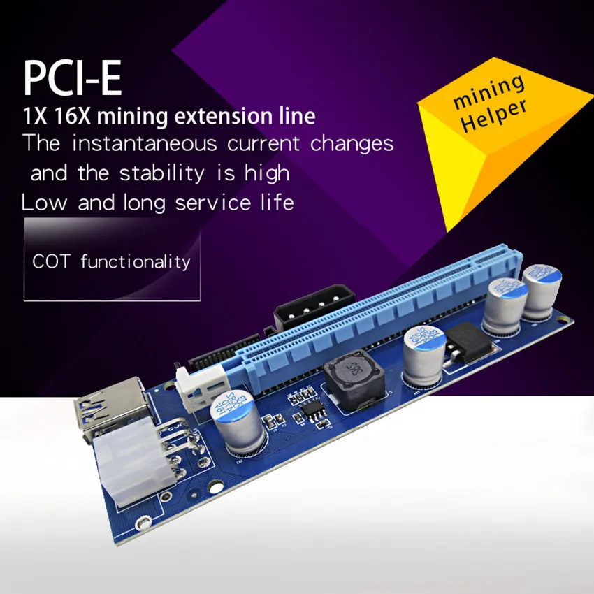 Новый VER006C PCIe Экспресс Майнинг Райзер карта 1x к 16x USB 3 0 кабель для передачи данных