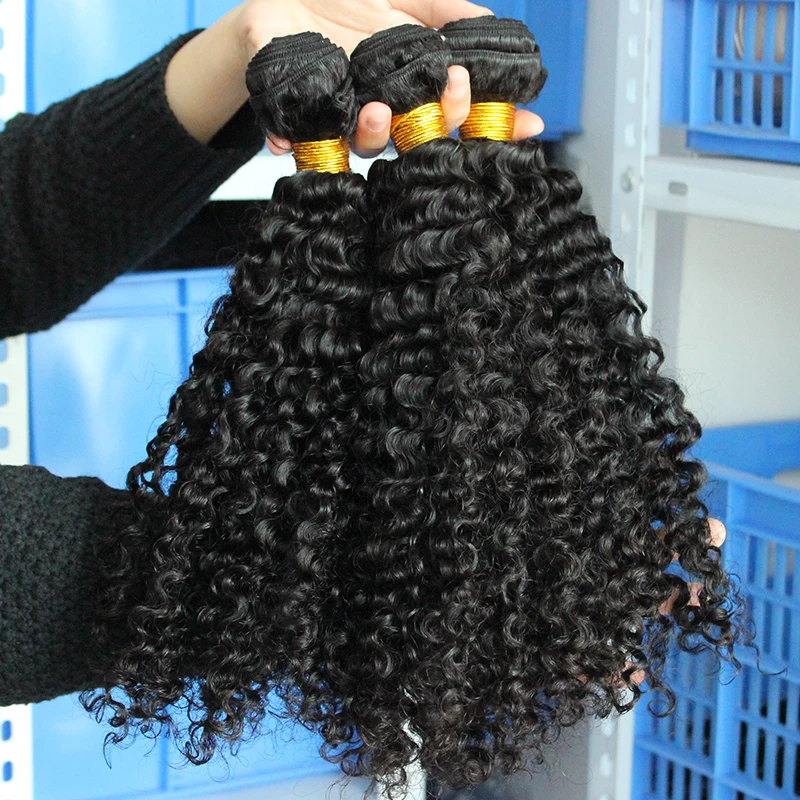 2 Pcs 8inches 3B 3C Kinky Curly Human Hair Weave Bundles Brazilian Virgin Natural Weaves Rosa Queen Products |