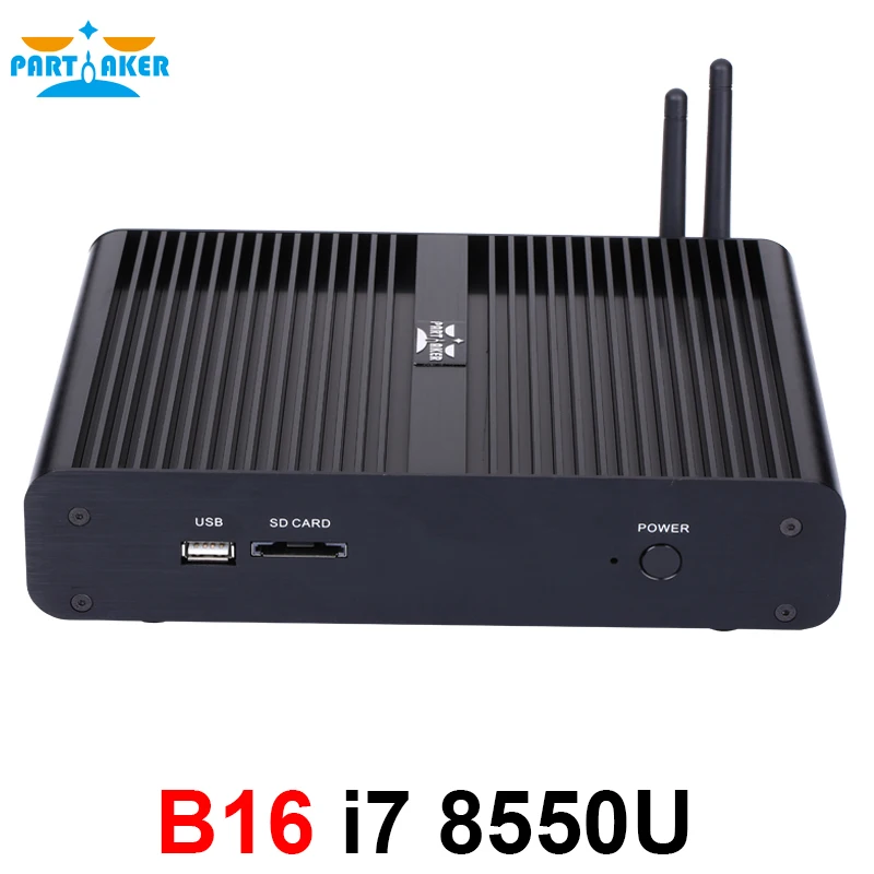 Partaker B16 DDR4 Fanless Mini PC Intel Core i5 8250U i7 8550U 32GB RAM 512GB SSD windows 10 Quad Core mini pc HDMI UHD graphics