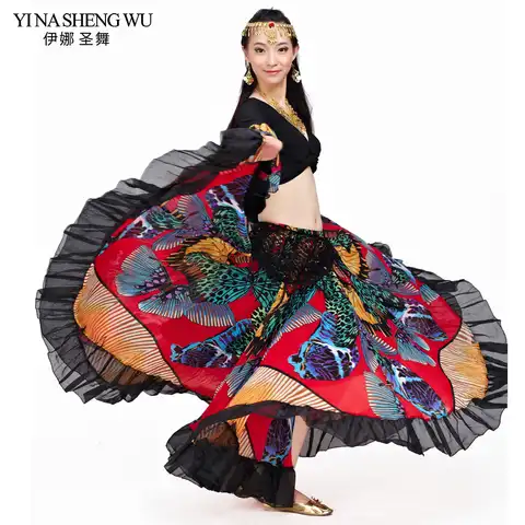 2018 Высококачественная Цыганская юбка для танца живота для женщин большие цветы 2 3 м большая юбка 720 градусов на продажу