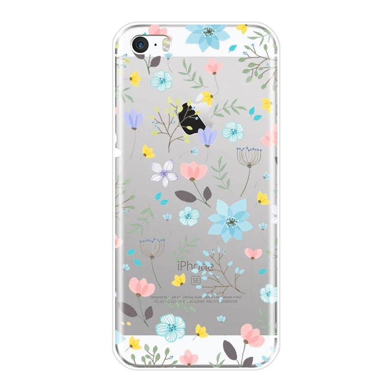ТПУ розовый цветок Подсолнечник цветочный лист задняя крышка для Apple iPhone 4 4S 5 5C 5S SE