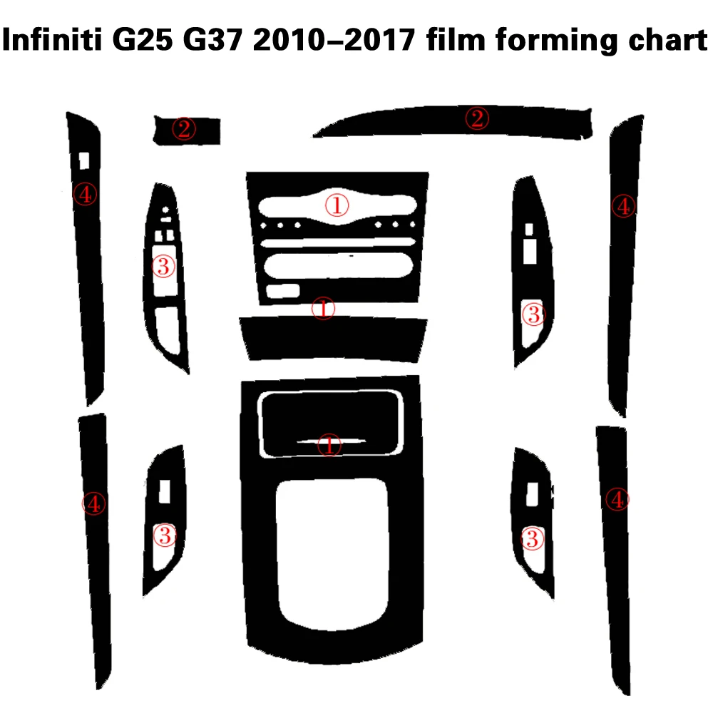 Для Infiniti G25 G37 2010- ВНУТРЕННИЙ центральный Управление Панель дверная ручка 5 мм Углеродистой волокно наклейки стайлинга автомобилей аксессуары