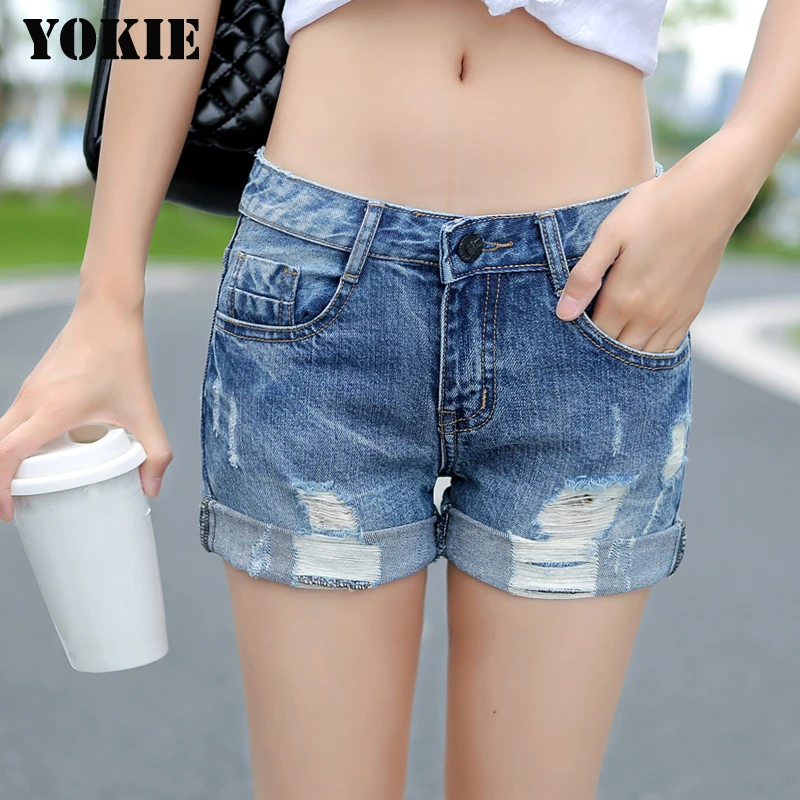 Шорты женские винтажные однотонная джинсовая панк шорты с высокой талией Летние