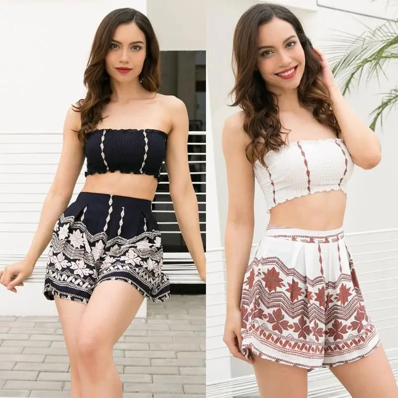 2018 г. летние пикантные Для женщин из двух частей Цветочный пляжный отдых