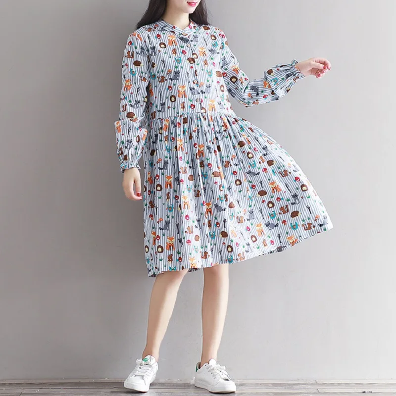 2016 Новое Прибытие Весна Осень Женщины Одеваются Животных Шаблон Стоять Воротник