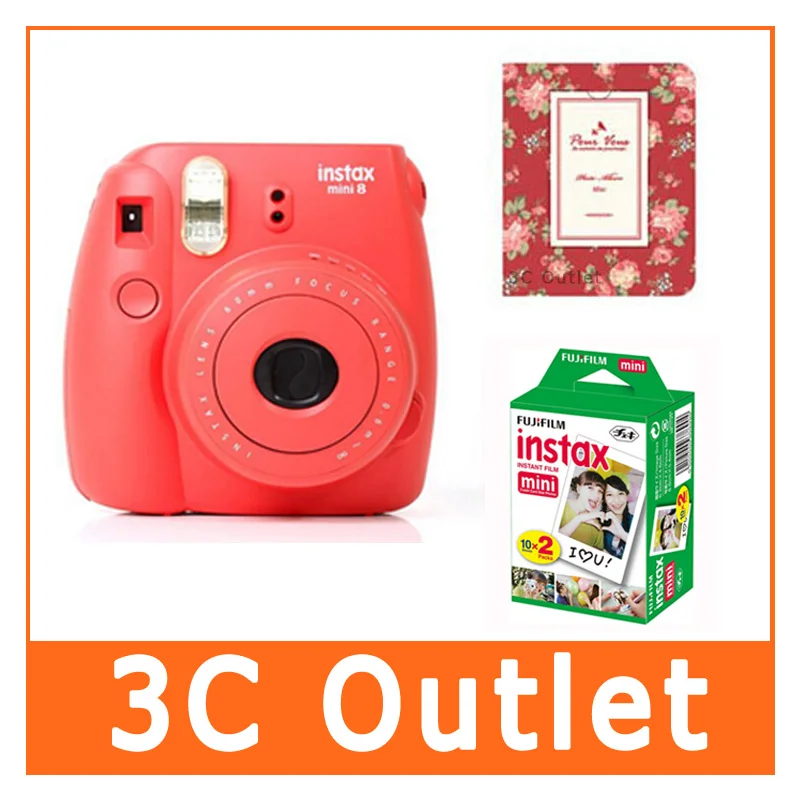 Fujilfilm Instant Mini 8 Camera + Fuji Instax Twin Pack Film 64 листы фотоальбом | Электроника