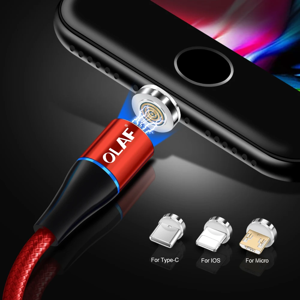 Магнитный usb-кабель Олаф 1 м/2 м, кабели для мобильных телефонов, круглые кабели для быстрой зарядки для iPhone, usb type-C, Micro, Android, usb, магнитные Кабельные шнуры