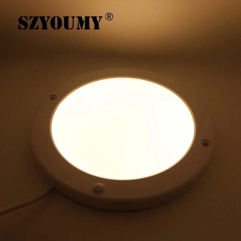 

SZYOUMY 15W Ultra Thin Panel Light Built In Driver With Human Body Infrared Detector Motion Square Round Surfac Mounted Light