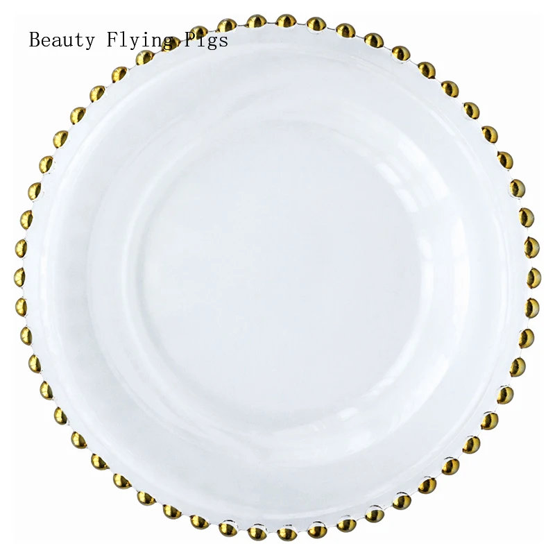 Ins wind стеклянная Западная искусственная тарелка с золотым покрытием из бусин