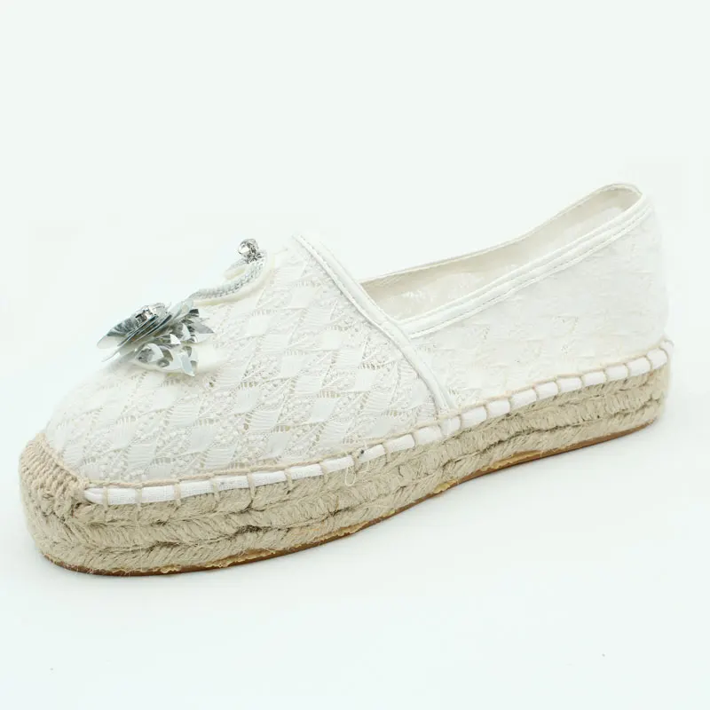 Женские эспадрильи кружевная обувь на платформе лоферы лето 2018|Обувь без