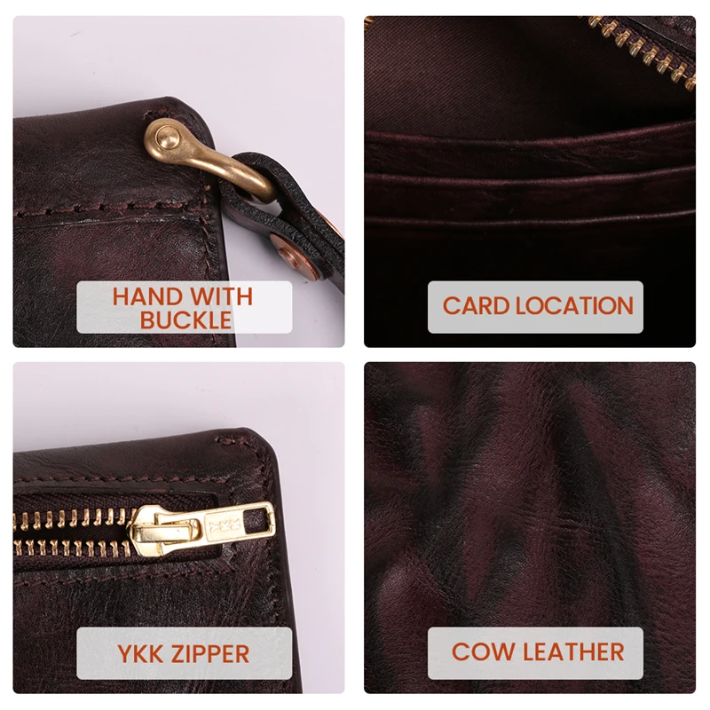 Мужские длинные кошельки первый слой коровья кожа Ретро стиль