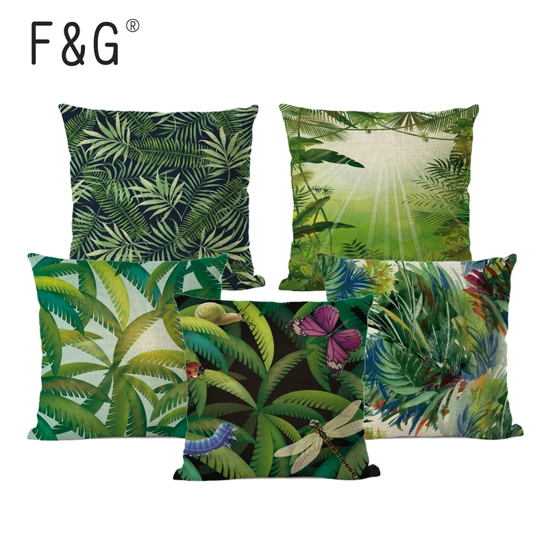 

Tropical plants Cushion Cover Leaf Pillow Cover Decorative Pillow Case Home Decor Para Sofa Throw Pillow Covers